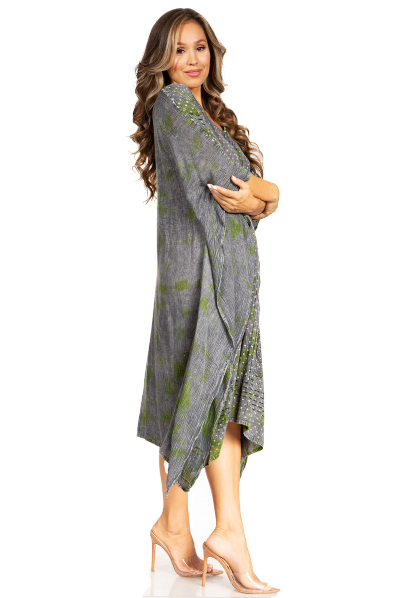 Sakkas Clementine Third Women's Tie Dye Caftan Dress/Cover Up Beach Kaftan Summer