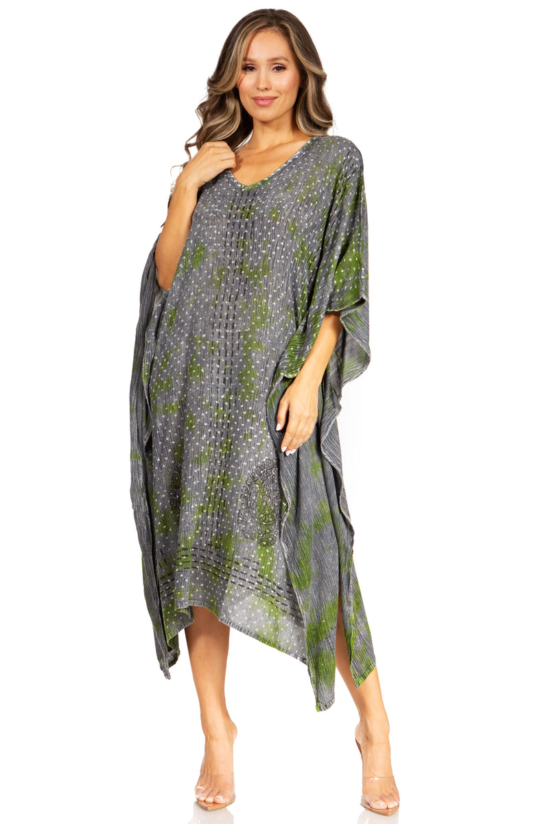 Sakkas Clementine Third Women's Tie Dye Caftan Dress/Cover Up Beach Kaftan Summer