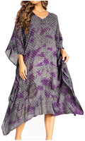 Sakkas Clementine Third Women's Tie Dye Caftan Dress/Cover Up Beach Kaftan Summer#color_43-Purple