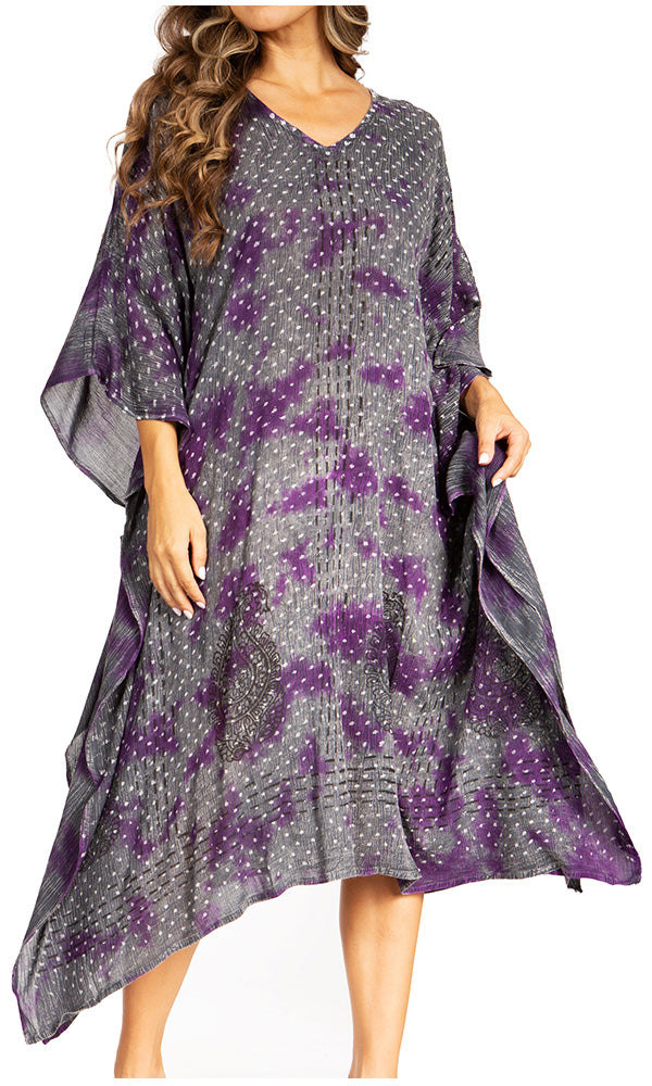 Sakkas Clementine Third Women's Tie Dye Caftan Dress/Cover Up Beach Kaftan Summer