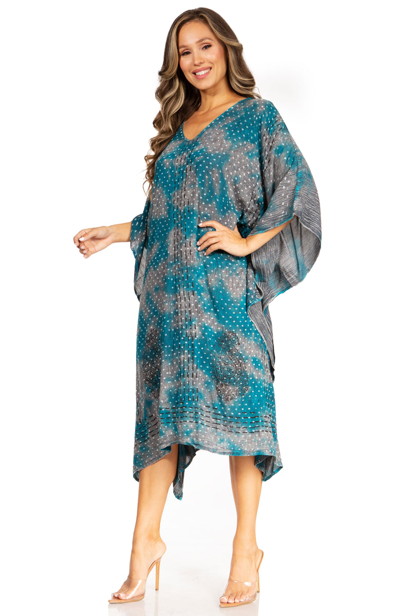 Sakkas Clementine Third Women's Tie Dye Caftan Dress/Cover Up Beach Kaftan Summer