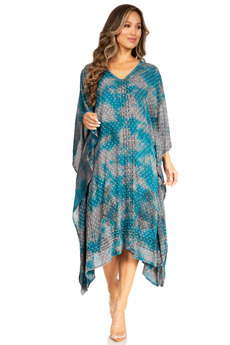 Sakkas Clementine Third Women's Tie Dye Caftan Dress/Cover Up Beach Kaftan Summer