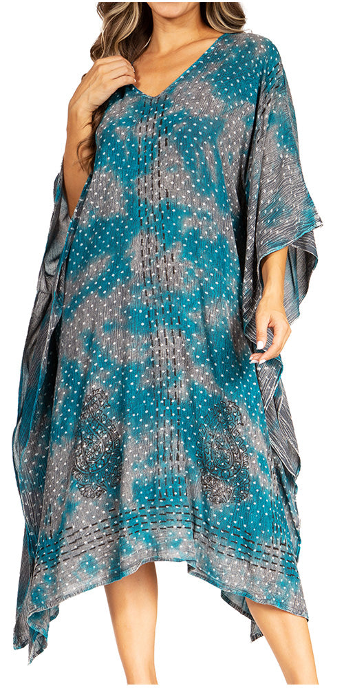 Sakkas Clementine Third Women's Tie Dye Caftan Dress/Cover Up Beach Kaftan Summer