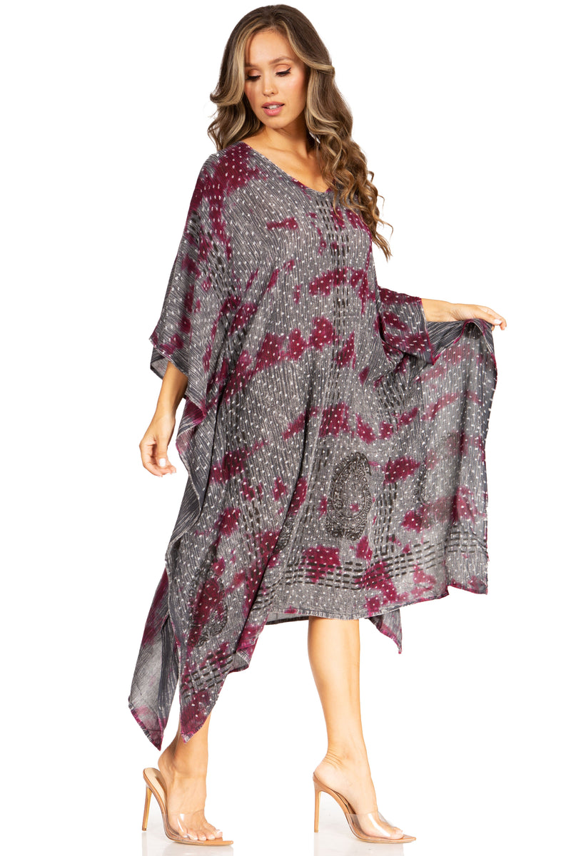 Sakkas Clementine Third Women's Tie Dye Caftan Dress/Cover Up Beach Kaftan Summer