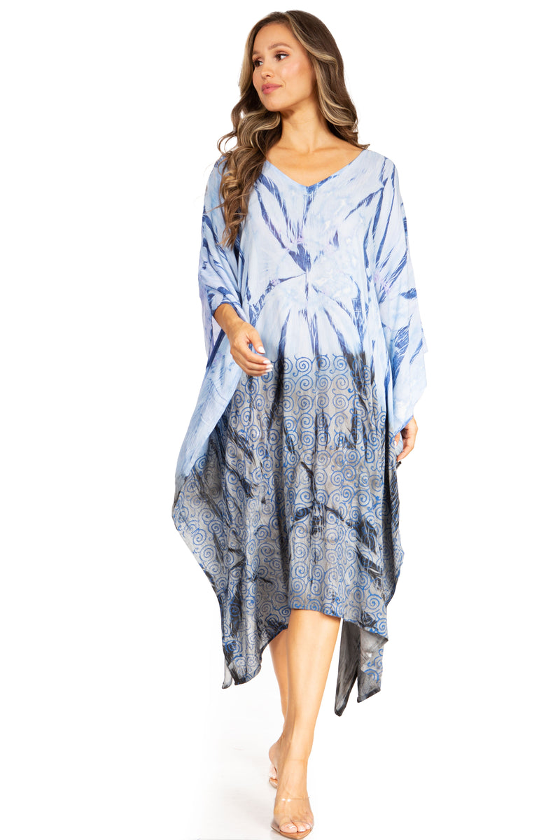 Sakkas Clementine Third Women's Tie Dye Caftan Dress/Cover Up Beach Kaftan Summer