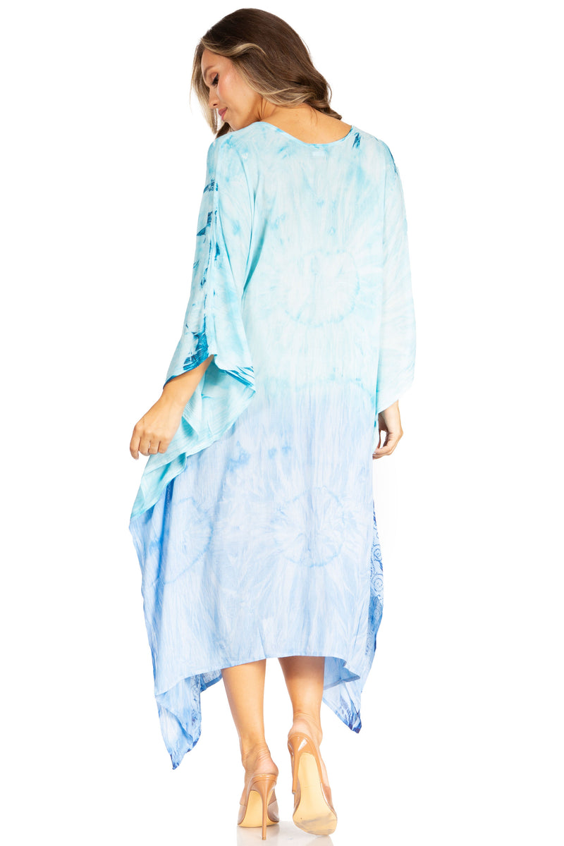 Sakkas Clementine Third Women's Tie Dye Caftan Dress/Cover Up Beach Kaftan Summer