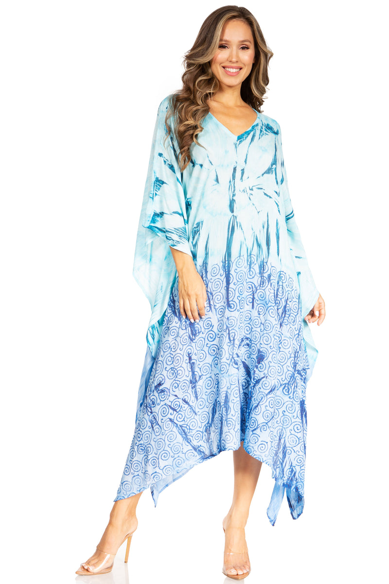 Sakkas Clementine Third Women's Tie Dye Caftan Dress/Cover Up Beach Kaftan Summer