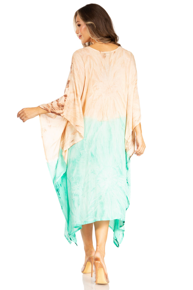 Sakkas Clementine Third Women's Tie Dye Caftan Dress/Cover Up Beach Kaftan Summer