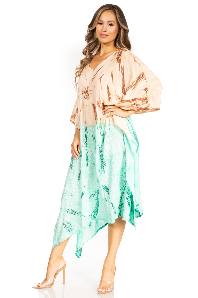 Sakkas Clementine Third Women's Tie Dye Caftan Dress/Cover Up Beach Kaftan Summer