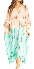 Sakkas Clementine Third Women's Tie Dye Caftan Dress/Cover Up Beach Kaftan Summer#color_44-MintBrown