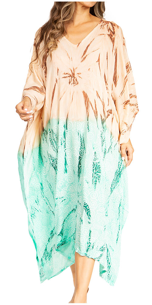 Sakkas Clementine Third Women's Tie Dye Caftan Dress/Cover Up Beach Kaftan Summer