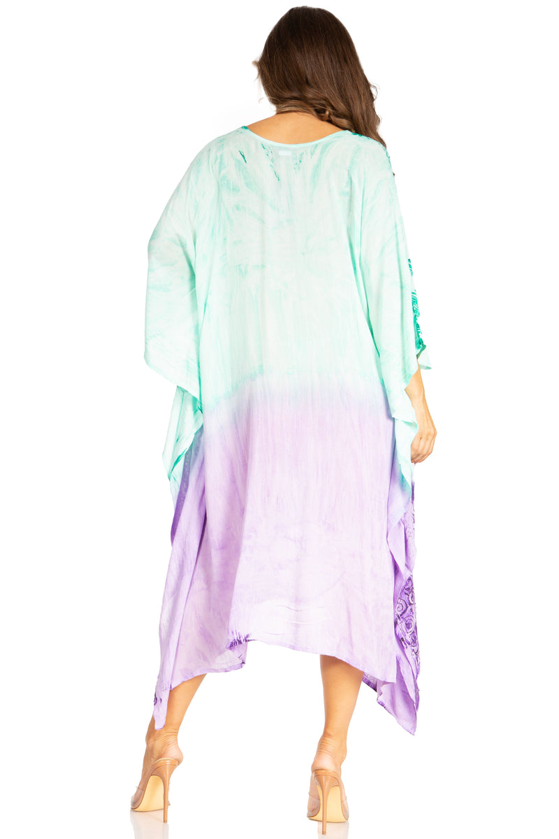 Sakkas Clementine Third Women's Tie Dye Caftan Dress/Cover Up Beach Kaftan Summer