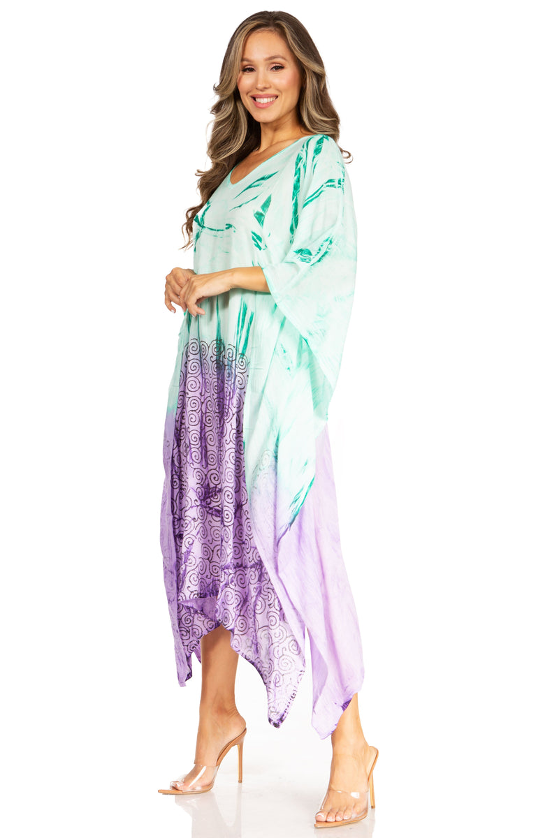 Sakkas Clementine Third Women's Tie Dye Caftan Dress/Cover Up Beach Kaftan Summer