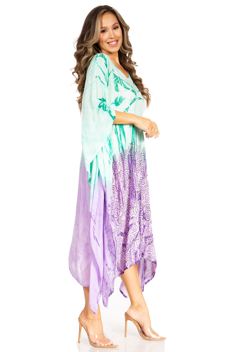 Sakkas Clementine Third Women's Tie Dye Caftan Dress/Cover Up Beach Kaftan Summer