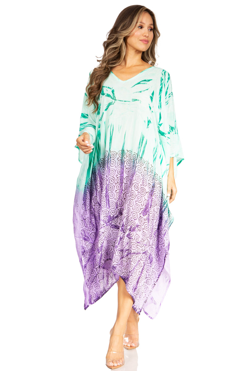 Sakkas Clementine Third Women's Tie Dye Caftan Dress/Cover Up Beach Kaftan Summer