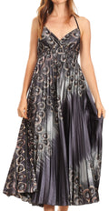 Sakkas Caterina Strapless V-neck Padded Empire Waist Satin Maxi Long Dress#color_SlateBlue