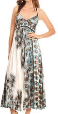 Sakkas Caterina Strapless V-neck Padded Empire Waist Satin Maxi Long Dress#color_White