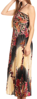 Sakkas Vanna Strapless Pleated Satin Summer Mid Dress Adjustable