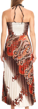 Sakkas Vanna Strapless Pleated Satin Summer Mid Dress Adjustable