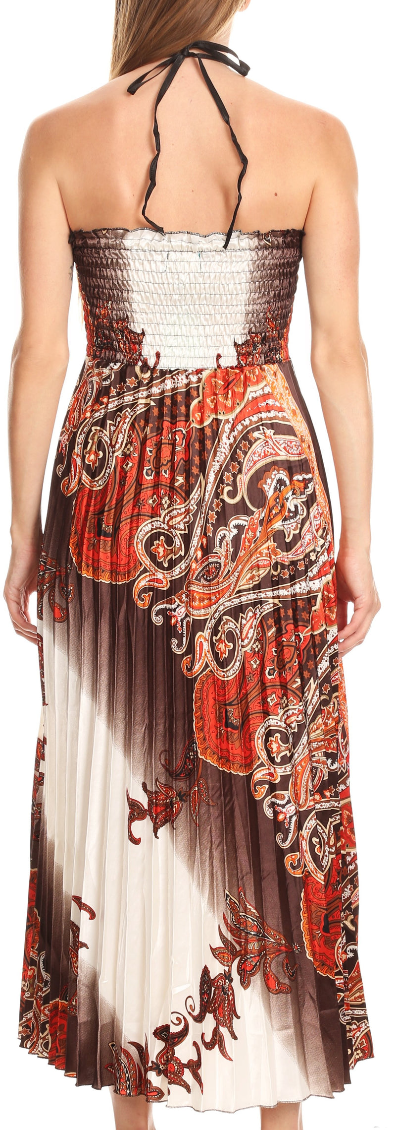 Sakkas Vanna Strapless Pleated Satin Summer Mid Dress Adjustable