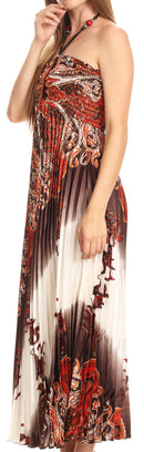 Sakkas Vanna Strapless Pleated Satin Summer Mid Dress Adjustable