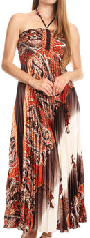 Sakkas Vanna Strapless Pleated Satin Summer Mid Dress Adjustable