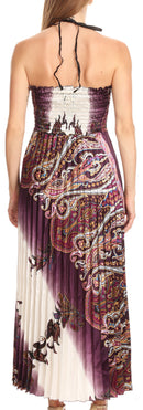 Sakkas Vanna Strapless Pleated Satin Summer Mid Dress Adjustable