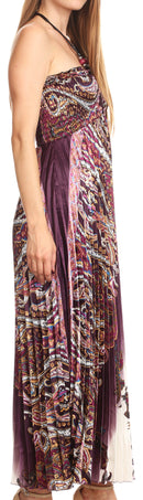 Sakkas Vanna Strapless Pleated Satin Summer Mid Dress Adjustable