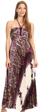 Sakkas Vanna Strapless Pleated Satin Summer Mid Dress Adjustable