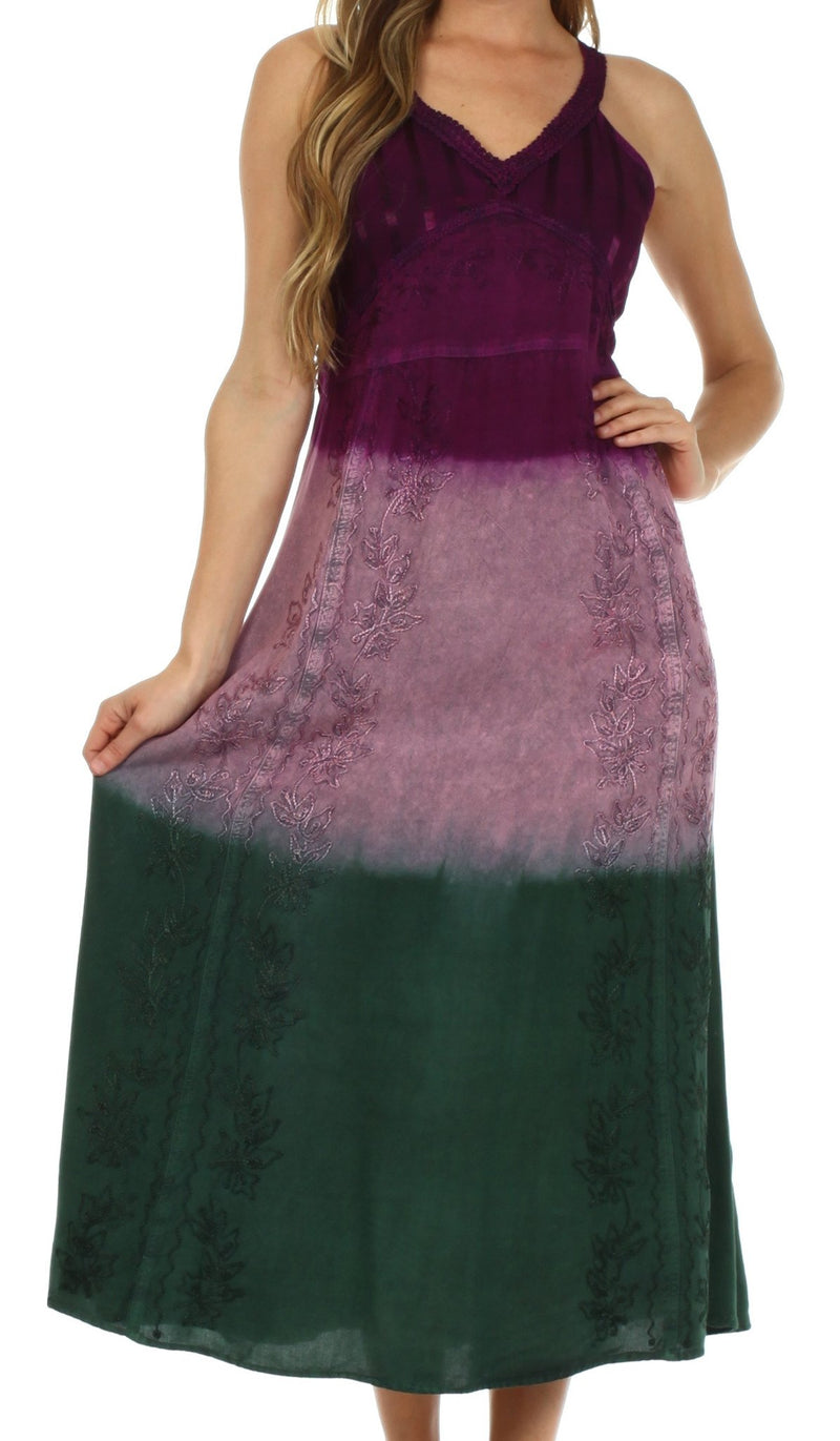 Sakkas Genevieve Embroidered Multi Color Dress