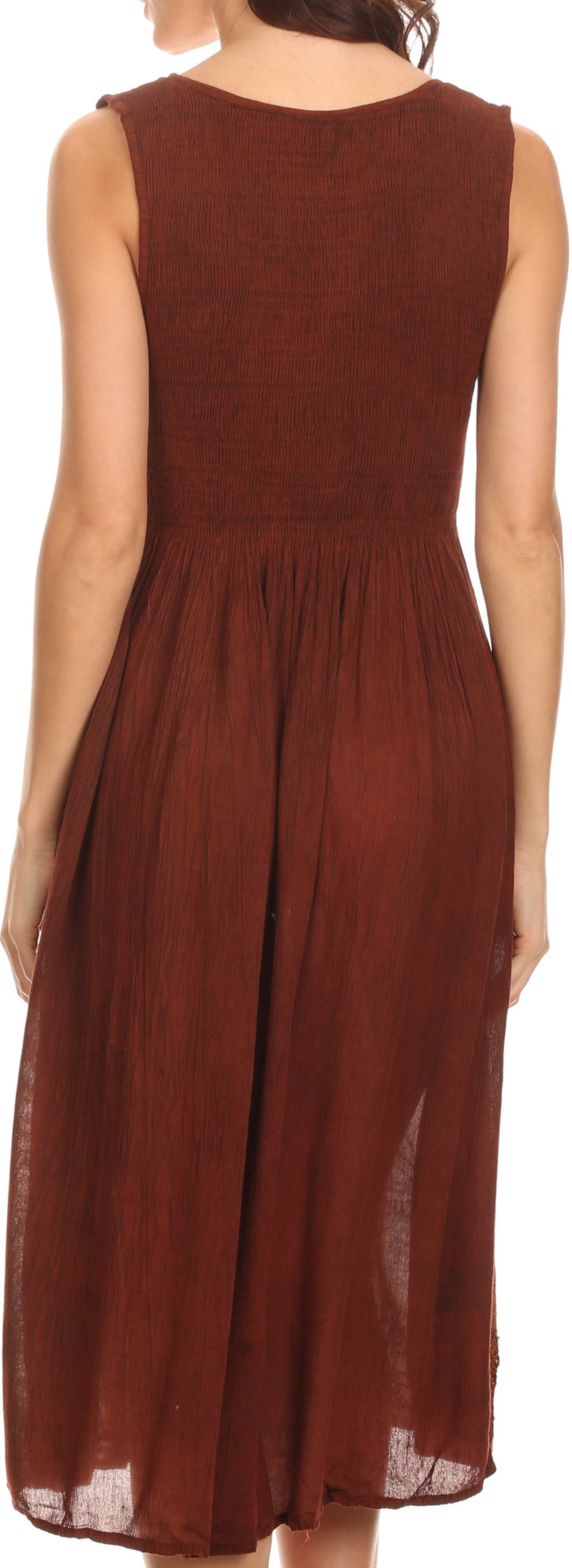 Sakkas Frieda  Mid Length Tank Top Sleeveless Dress Aztec Pattern And Bead Sequins