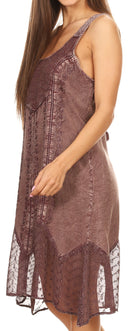 Sakkas Marian Sleeveless Crochet Summer Midi Slim Dress with Emboidery