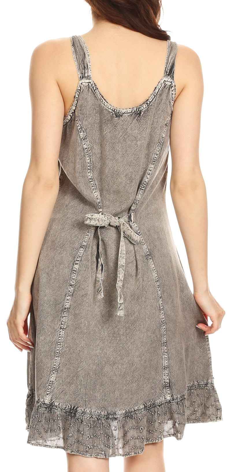 Sakkas Noemi Batik Sleeveless Summer Midi Slim Dress with Embroidery
