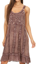 Sakkas Noemi Batik Sleeveless Summer Midi Slim Dress with Embroidery#color_Mauve