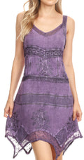 Sakkas Sonia Womens Sleeveless Bohemian Summer Casual Short Dress Stonewashed#color_Purple