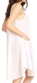 Sakkas Lina Mid Length Casual Summer Tent Swing Sleeveless Dress With Pockets