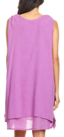 Sakkas Genna Two Layer Sleeveless Ruched Shoulder Straps Round Neck Tent Dress