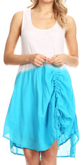 Sakkas Milana Light Summer Tie-dye Flowy Sleeveless Dress with String at Hem#color_Turq 
