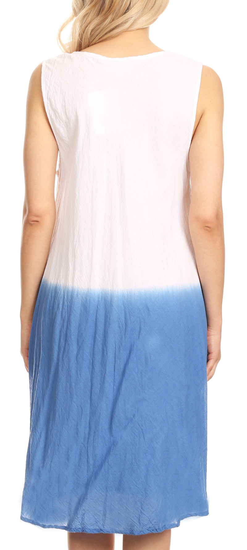 Sakkas Milana Light Summer Tie-dye Flowy Sleeveless Dress with String at Hem
