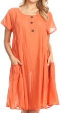 Sakkas Marty Women's Relax fit Everyday Summer Short Dress Caftan Lightweight#color_Persimmon 