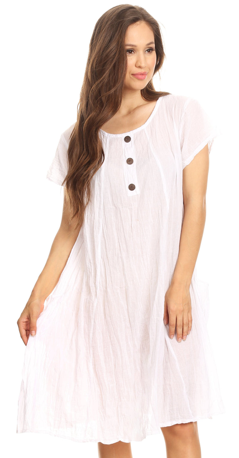 Sakkas Marty Women's Relax fit Everyday Summer Short Dress Caftan Lightweight