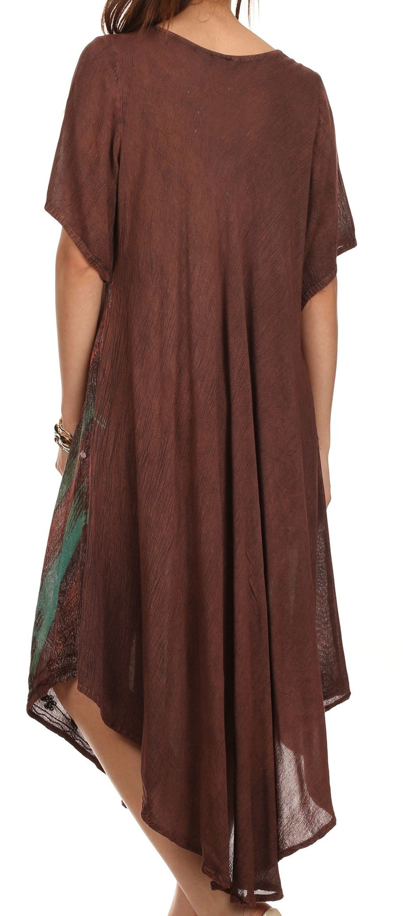 Sakkas Lela Batik Sequin Embroidered Scoop Neck Cap Sleeves Cover Up / Dress