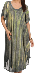 Sakkas Lela Batik Sequin Embroidered Scoop Neck Cap Sleeves Cover Up / Dress