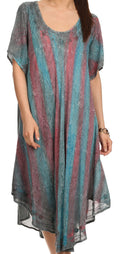 Sakkas Lela Batik Sequin Embroidered Scoop Neck Cap Sleeves Cover Up / Dress