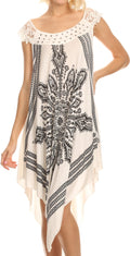 Sakkas Sule Long Sleeveless Tank Top Flower Printed Silver Sparkle Maxi Dress#color_White