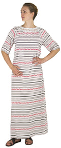 Sakkas Maha Soft Womens Short Sleeve Nightgown Sleep Dress Breathable No Bunch Up #color_DustyPink-stripes