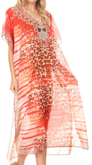 MKY Astryd Women's Flowy Maxi Long Caftan Dress Cover Up with Rhinestone