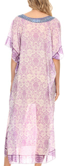 MKY Astryd Women's Flowy Maxi Long Caftan Dress Cover Up with Rhinestone