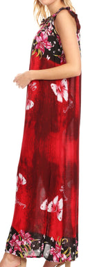 Sakkas Abby Womens Casual Long Tropical Off Shoulder Dress Elastic & Floral Print