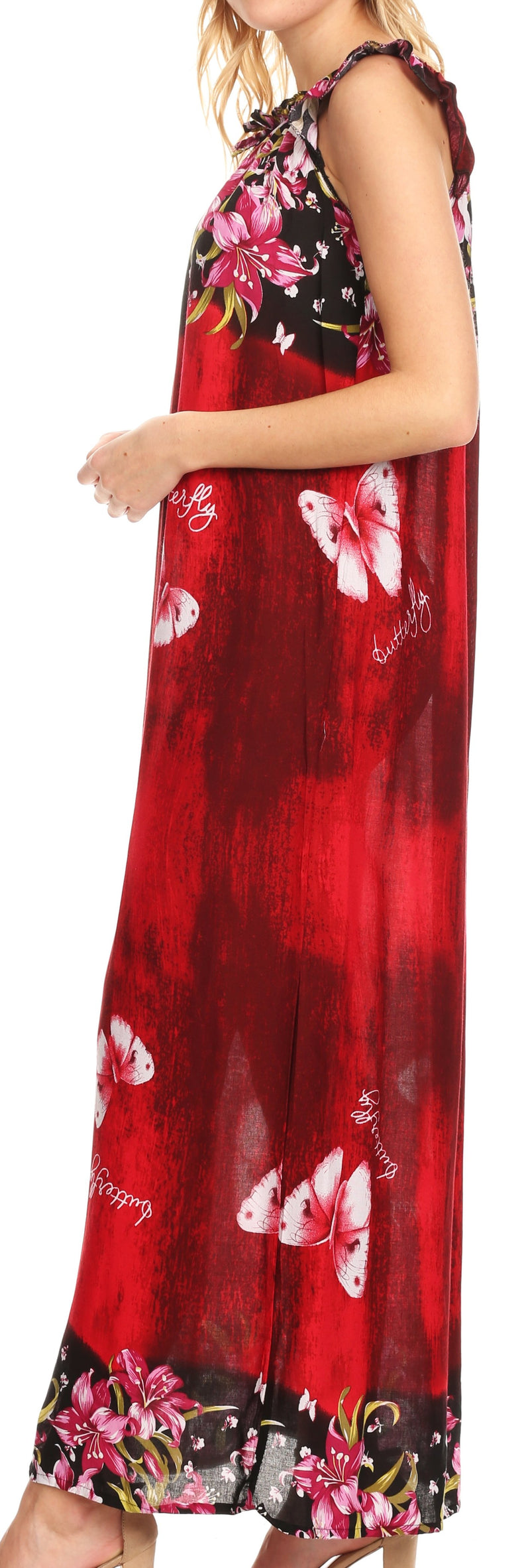 Sakkas Abby Womens Casual Long Tropical Off Shoulder Dress Elastic & Floral Print